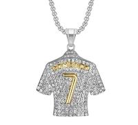 Collier Numéro 7 - Pendentif Maillot en Diamant - Bijou Hip Hop Tendance et Polyvalent - Cadeau d'Anniversaire pour Garçon - 5,7*4,5cm - Acier Titane