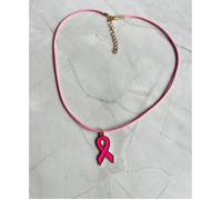 Collier octobre rose Cordon rose avec pendentif Ruban rose et or