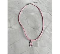 Collier octobre rose cordon rose avec ruban rose et acier collier