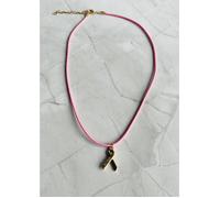 Collier Octobre Rose Cordon rose pendentif ruban avec l'inscription COURAGE