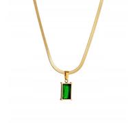 Collier or avec vipère et pierre verte en acier chirurgical