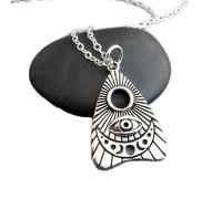 Collier Ouija en argent sterling 925, phases de la lune, esprit de séance, planchette Ouiji, fortune, mysticisme, pendentif œil qui voit tout pour Halloween | avec chaîne de 45 cm | plaqué argent |