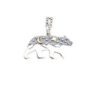 Collier ours en argent sterling 925 avec chaîne de montagnes. Pendentif en bronze, lune, étoiles, esprit sauvage, animal des bois, esprit féroce, courage, force | avec chaîne de 45 cm | plaqué