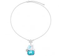 Collier Ours Polaire Gemme Bleue, Avec Pendentif Flocon De Neige | Bijou En Cuivre Ton Argent