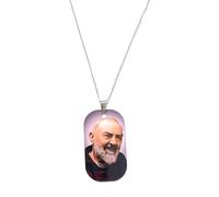 Collier Padre Pio en couleurs avec médaille 5 x 3 cm, longueur 50 cm, boîte cadeau incluse