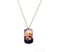 Collier Padre Pio en couleurs avec médaille 5 x 3 cm, longueur 50 cm, boîte cadeau incluse, large, Acier inoxydable, acier