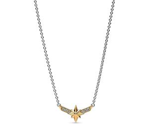 Collier PANDORA avec Pendentif Bimatière Marvel Étoile à Huit Branches de Captain Marvel