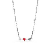 Pandora Collier pendentif cœur-flèche 50 cm argent verre Murano rouge oxyde zirconium transparent