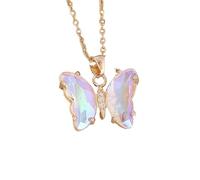 Collier papillon délicat avec zircone, idéal pour les tenues quotidiennes, les rendez-vous et les événements formels, ajoutant un charme individuel pour femme mature, taille unique, Comme décrit