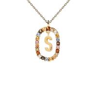 Collier - Pdpaola - Lettre S - Argent massif plaqué or 18K - Chaîne réglable 40-50 cm - Pendentif ovale