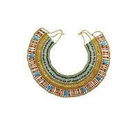 Collier pectoral égyptien modèle de bijoux de l'Égypte ancienne idéal pour vos fêtes costumées et courographies de danse (bleu orange G2)
