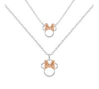 Disney Minnie Mouse Parure de Collier avec Pendentif en Zircone Cubique, 2 Tons, Taille Unique, Laiton (Minnie Set 1)