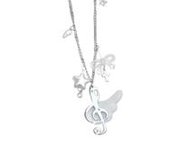 Collier pendentif à usage quotidien avec breloque note de musique, pièce maîtresse ailée et chaîne en alliage, breloque étoile, bijoux d ' accent, look de, collier pendentif note de musique chaîne