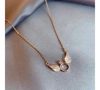 Collier Pendentif Acier Inoxydable Or Couleur Angle Aile Anneau Pendentif Colliers pour Femmes chaîne à la Mode fête Bijoux Cadeaux de Vacances de fête de Bijoux