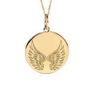 Collier pendentif ailes d'ange en argent sterling 925 doré | LK_NLC_01996 | plated round floral medallion 22mm nature inspired pendant with 18 inch cable chain polished jewelry gift