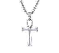 Collier pendentif Ankh égyptien antique, collier gothique vintage clé de vie en acier inoxydable pour hommes,argent,60