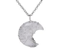 Collier Pendentif Arbre De Vie Enroulé En Fil De Fer Reiki Croissant De Lune Pendentif Énergie Cristal Spirituel Bijoux Faits À La Main Pierres Précieuses Naturelles Pour Femmes Cristal Transpar