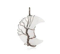 Collier Pendentif Arbre De Vie Enroulé En Fil De Fer Reiki Croissant De Lune Pendentif Énergie Cristal Spirituel Bijoux Faits À La Main Pierres Précieuses Naturelles Pour Femmes Cristal Transpar