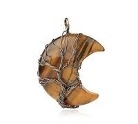 Collier Pendentif Arbre De Vie Enroulé En Fil De Fer Reiki Pendentif Croissant De Lune Cristal Énergétique Bijoux Spirituels Fait Main Pierres Précieuses Naturelles Pour Femmes Pierre Œil De Ti
