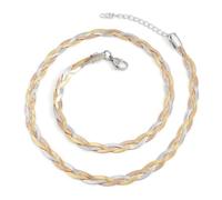 Collier Pendentif Argent Bijoux Hommes Femmes Necklace Collier Chaîne Croisée 3 En 1, Collier Torsadé Pour Femmes Et Hommes, Couleur Or 1