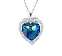 Collier Pendentif Argent Bijoux Hommes Femmes Necklace Mode Coeur Bleu Collier Femmes Bijoux Accessoires De Mariage
