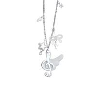 Collier pendentif assorti avec breloque note de musique ailée, chaîne en alliage et détails de breloque étoile superposée pour un quotidien, collier pendentif note de musique, chaîne étoile à