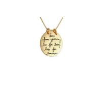 Collier Pendentif avec gravure sur les deux côtés ""Live The Life You Love ... "", Plaqué Or 14K