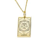 Collier pendentif Balance en argent sterling 925 doré | LK_NLC_00182 | Collier plaqué or avec pendentif rectangulaire inspiré du tarot (24 x 19 mm) et chaîne câble de 45 cm pour hommes et femmes.