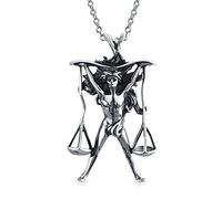 Collier Pendentif Balance Vintage Signe Du Zodiaque Astrologie Horoscope En Argent Sterling Vieilli .925 Pour Femmes Hommes