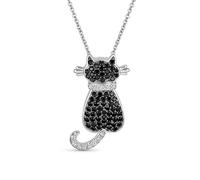 Collier Pendentif Bff Black Kitty Cat : Bijou En Zircone Cubique CZ Représentant Un Chaton Animal De Compagnie Pour Femmes Plaqué Argent, Pour Les Meilleures Amies Et Les Amoureux Des Chats