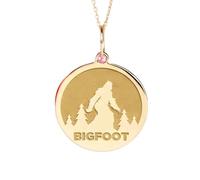 Collier pendentif Bigfoot en argent sterling 925 doré | LK_NLC_02004 | necklace gold plated round christian religious medallion 22mm with 18 inch cable chain faith symbol