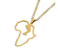 Collier Pendentif Bijoux Afrique Carte Égyptienne Reine Néfertiti Pendentif Colliers Femmes Hommes Bijoux Or Couleur Bijoux Africain Noël Date d'anniversaire Cadeau