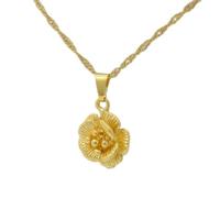 Collier Pendentif Bijoux Charms Fleur Pendentif Collier Chaîne Mince Or Couleur Bijoux Femmes Fille, Belle À La Mode Noël Date d'anniversaire Cadeau