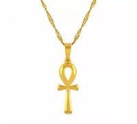 Collier Pendentif Bijoux Collier Or Couleur Croix Égyptienne Bijoux Femmes Égypte Hiéroglyphes, Symboles Africains Noël Date d'anniversaire Cadeau