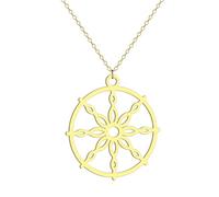 Collier Pendentif Bijoux Dharmachakra Charm Pendentif Dharma Roue Bouddhisme Collier Dharma Yoga Chaîne Cadeau de Noël Cadeau d'anniversaire élégant et Minimaliste pour la fête des mères