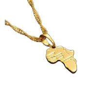 Collier Pendentif Bijoux Mini Afrique Carte Pendentif et Collier pour Femmes Filles Or Couleur Bijoux Petite Carte Africaine Noël Date d'anniversaire Cadeau