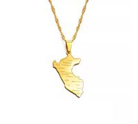 Collier Pendentif Bijoux Pérou Carte Wity Ville Nom Pendentif Colliers pour Femmes Hommes Carte du Pérou Bijoux Péruvien Noël Date d'anniversaire Cadeau