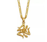 Collier Pendentif Bijoux Sicile Italie Villes Drapeau Pendentif Colliers Hommes Femmes, Or Couleur Italien Sicilia Bijoux Noël Date d'anniversaire Cadeau