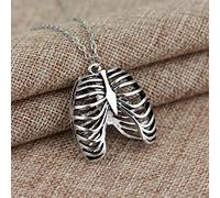 Collier Pendentif Bijoux Vintage Crâne Ribcage Ribs Anatomique Pendentif Collier Tonique Gothique Science Os Collier Colar Lien Chaîne Collier Bijoux Cadeaux d'anniversaire pour Femmes Hommes