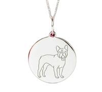 Collier pendentif bouledogue français en argent sterling 925 | LK_NLC_02433 | round engraved eagle coin pendant with 18 inch cable chain 24mm bird nature inspired jewelry gift for