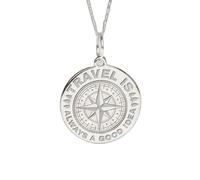 Collier pendentif boussole de voyage en argent sterling 925 | LK_NLC_02262 | plated round butterfly disc charm necklace with 18 inch cable chain nature inspired symbolic jewelry gift