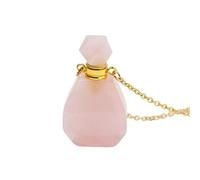 Collier Pendentif Bouteille En Cristal Naturel - Chaîne En Pierres Précieuses avec Flacon De Parfum Diffuseur D'Huiles Essentielles Reiki Guérison Bijoux Cadeaux pour Femmes Hommes Chaîne En Or