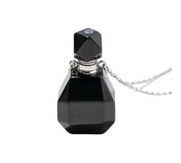 Collier Pendentif Bouteille En Cristal Naturel - Chaîne En Pierres Précieuses avec Flacon De Parfum Diffuseur D'Huiles Essentielles Bijoux De Guérison Reiki Cadeaux pour Femmes Hommes Chaîne En