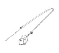 Collier Pendentif Cage pour Cristaux en Acier Inoxydable Argenté | Design Macramé Tressé, Maintien Sécurisé des Géodes, Style Bohème Raffiné pour Occasions Spéciales et Événements Formels