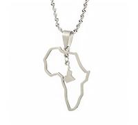 Collier Pendentif Carte - Cameroun,Collier Pendentif En Forme De Carte D'Afrique,Collier De Contour De Carte Creuse,Bijoux De Nouveauté Exquis,Bijoux De Carte Patriotique Pour Cadeau De Couple P
