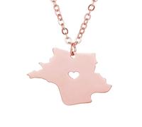 Collier Pendentif Carte De France - Charme Creux Coeur Ethnique Chaîne De Clavicule Élégante, pour Femmes Hommes Accessoires De Vêtements Patriotiques Cadeau d'anniversaire,