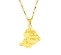 Collier Pendentif Carte De Guyane Française - Charm Pendentif Carte avec Motif De Nom De Villes, Ornement Ethnique Patriotique, Bijoux Cadeaux pour Femmes Et Hommes, Jaune, Long