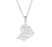 Collier Pendentif Carte De Guyane Française - Charme Pendentif Carte avec Motif De Nom De Villes, Ornement Ethnique Patriotique Charme Bijoux Cadeaux pour Femmes Hommes, Blanc,