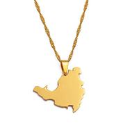 Collier Pendentif Carte De L'Île De Sint Maarten Saint-Martin, Bijoux Des Pays-Bas, Contour Vintage Accessoires De Région Unisexe Patriotique À La Mode, Hiphop Géométrique Réglable Chaîne