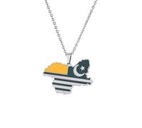 Collier Pendentif Carte du Cachemire - Drapeau De Déclaration Contour De Carte Chaîne De Clavicule, Cadeaux De Voyage pour Femmes Homme Design Sense Bijoux Saint Valentin, Blan